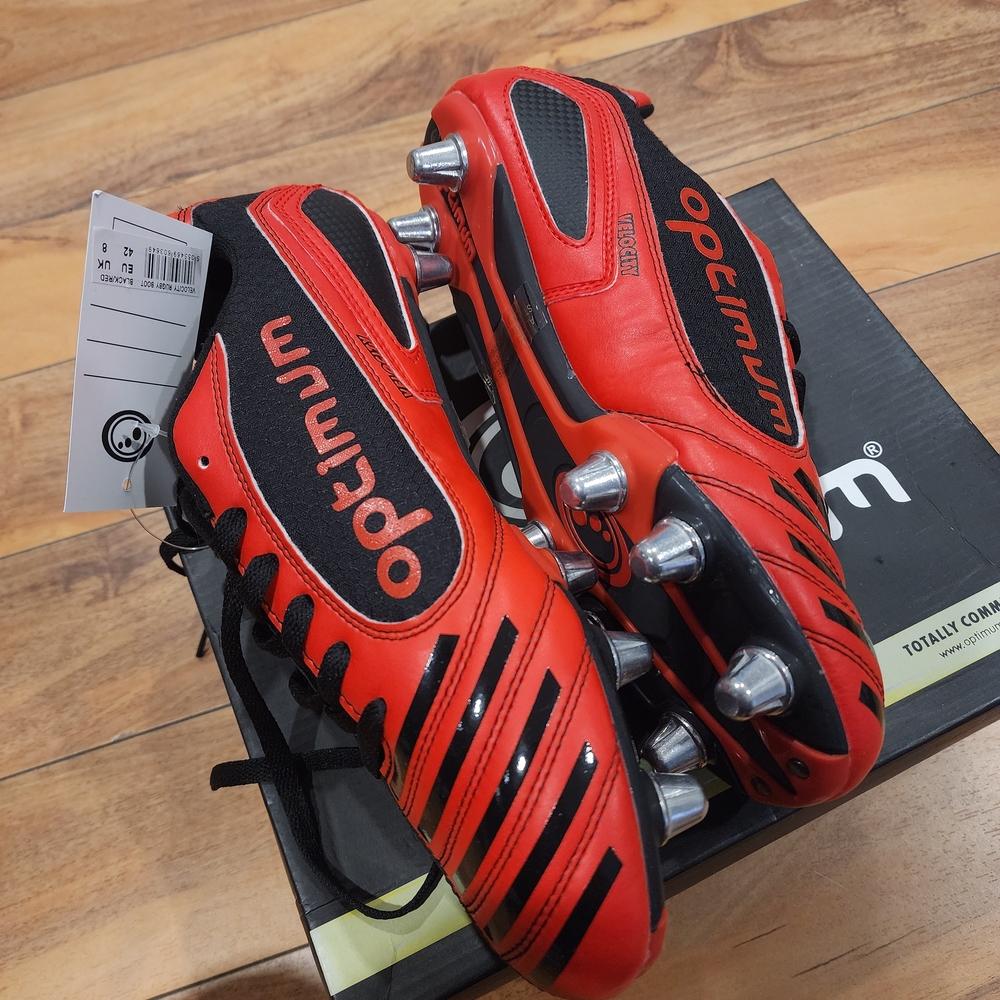 Optimum Velocity Red And Black Rugby Boots.